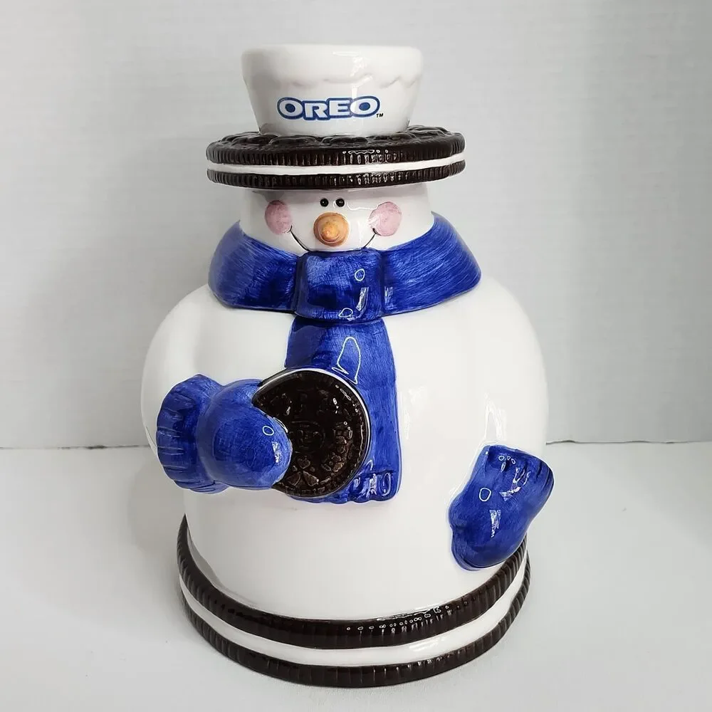 Oreo Snowman Cookie Jar Winter Christmas Collectible